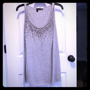 Eileen Fisher Gray beaded top - XS